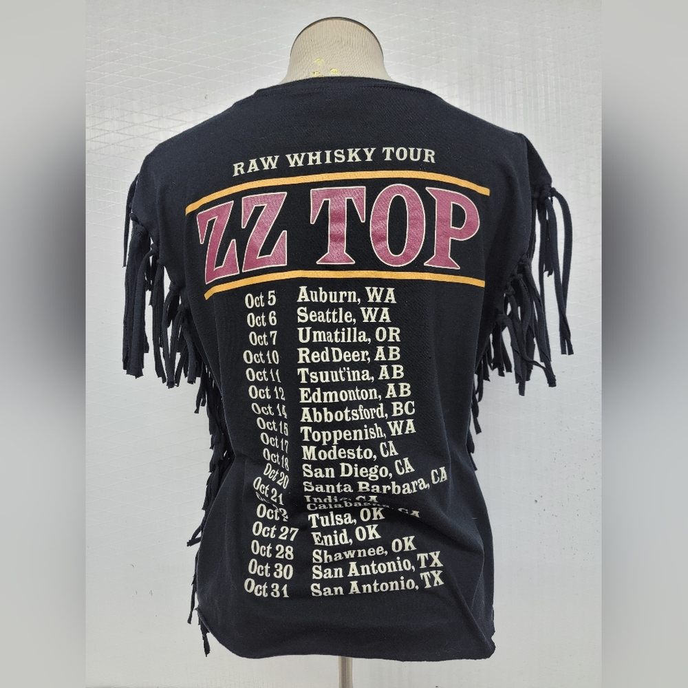**SOLD*******ZZ Top Raw Whiskey Tour Fringe Concert Tee - Upcycled - Picture 2 of 11